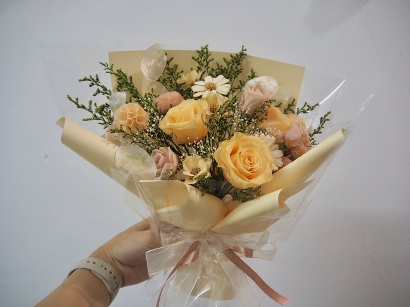 Thoughtful Orange Honey Orange Eternal Flower Bouquet_Erwu Flower Shop - ช่อดอกไม้แห้ง - พืช/ดอกไม้ 