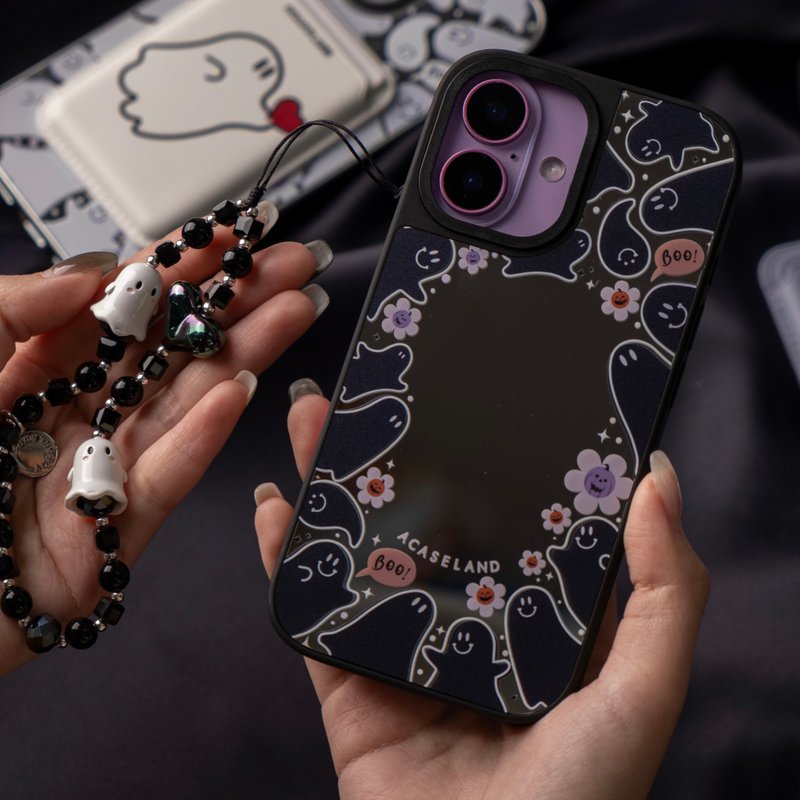 Customization | Ghost Party [Black Ver.] Black Edge Mirror MagSafe Phone Protective Case - Phone Cases - Plastic 