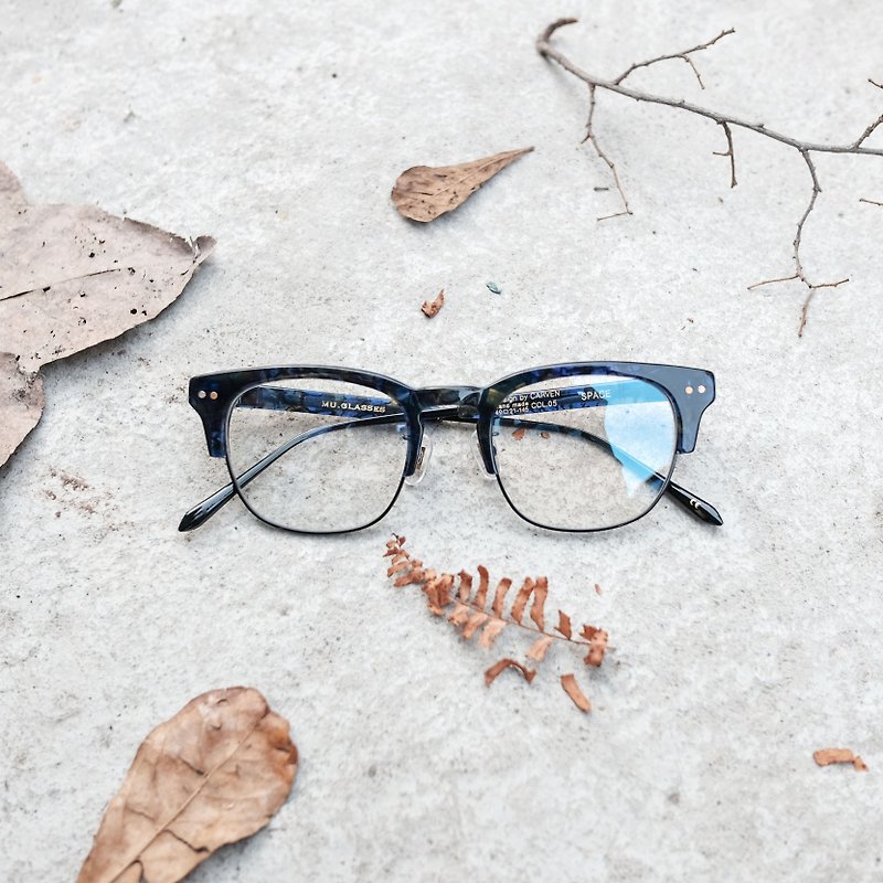 【目目商行】高質感日本職人鈦金屬眉框 藍玳瑁/眼鏡/鏡框 - 眼鏡/眼鏡框 - 其他材質 多色