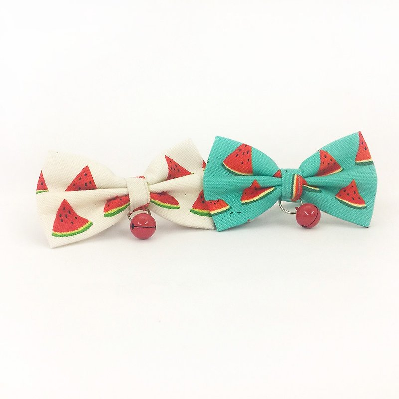 Summer Watermelon Bowknot Pet Decoration Collar Cat Small Dog Mini Dog - Collars & Leashes - Cotton & Hemp Green