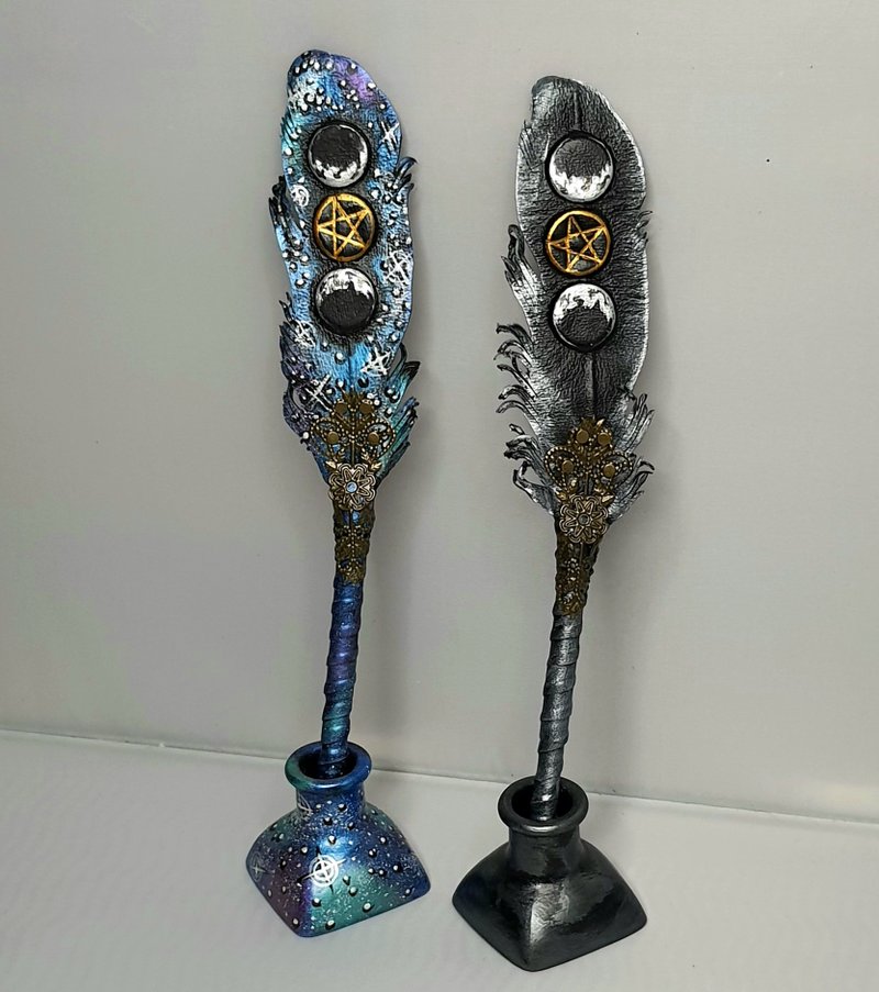 ballpoint pen,leather pen,wedding,dip pen,gift,gel pen,cosplay,moon,pentagram - 原子筆/中性筆 - 真皮 多色
