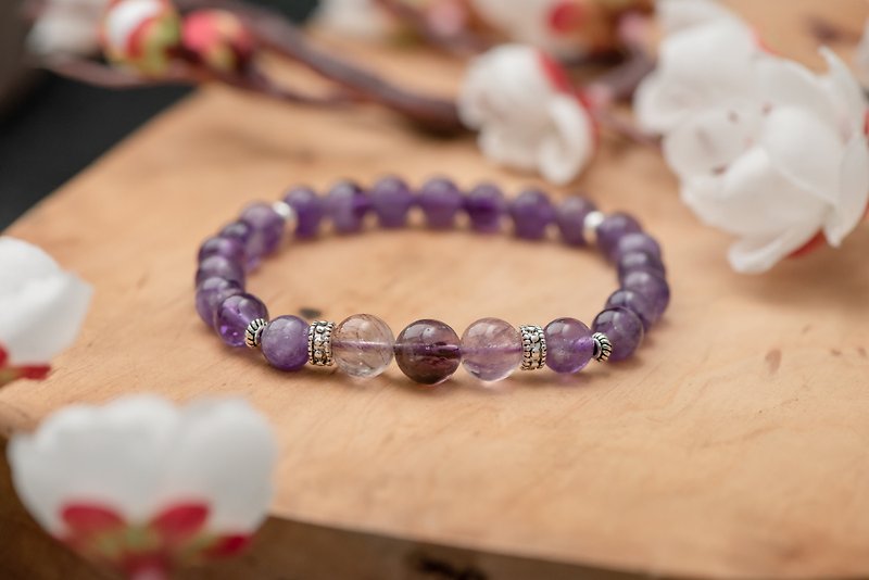 Amethyst series. wisdom. 8mm dream amethyst single layer bracelet. C section. - Bracelets - Crystal Purple