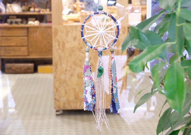 和風花形圖案捕夢網掛飾 - 綠色勾玉 - 擺飾/家飾品 - 棉．麻 藍色