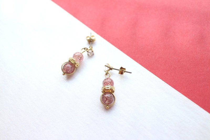 Little sun -zircon brass earrings - Earrings & Clip-ons - Copper & Brass Pink