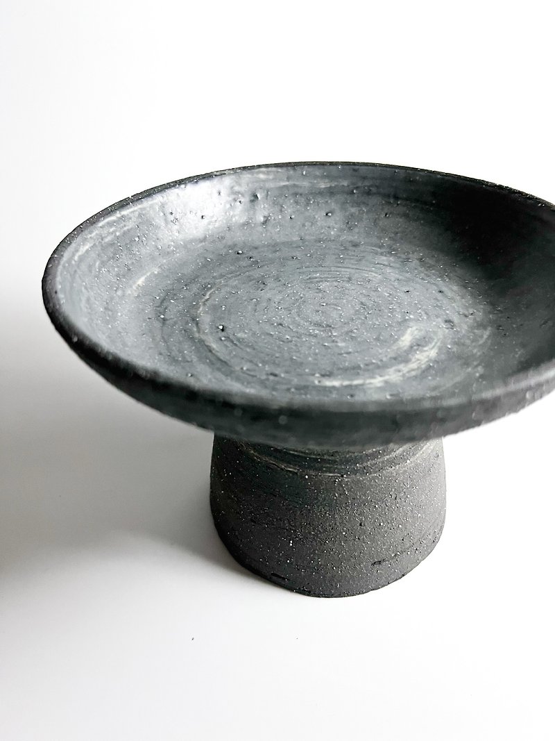 黑白雲石紋陶瓷苔球座 - 花瓶/陶器 - 陶 黑色