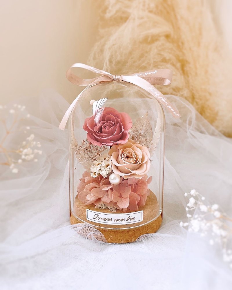 Preserved flower glass cup-dried rose color l Preserved flower glass cup Japanese rose dried flower cup - Dried Flowers & Bouquets - Plants & Flowers Pink