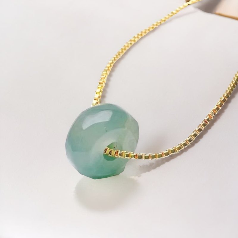 【Everything goes well】Ice green jade passepartout necklace | Natural grade A jadeite | Gift - สร้อยคอ - หยก สีเขียว