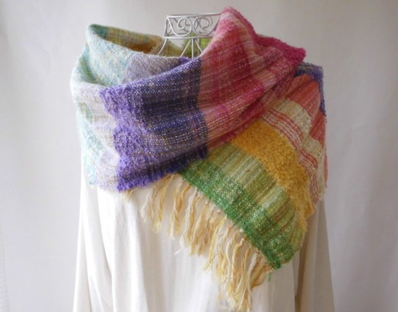 (Primrose) hand-woven cotton, cashmere Long stall - ผ้าพันคอ - ผ้าฝ้าย/ผ้าลินิน สึชมพู