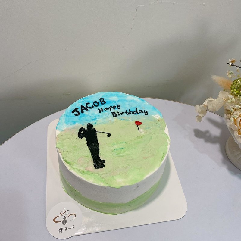 打高爾夫球的背影 繪圖蛋糕 生日蛋糕 鑠甜點 客製化 紀念日 - 蛋糕/甜點 - 新鮮食材 