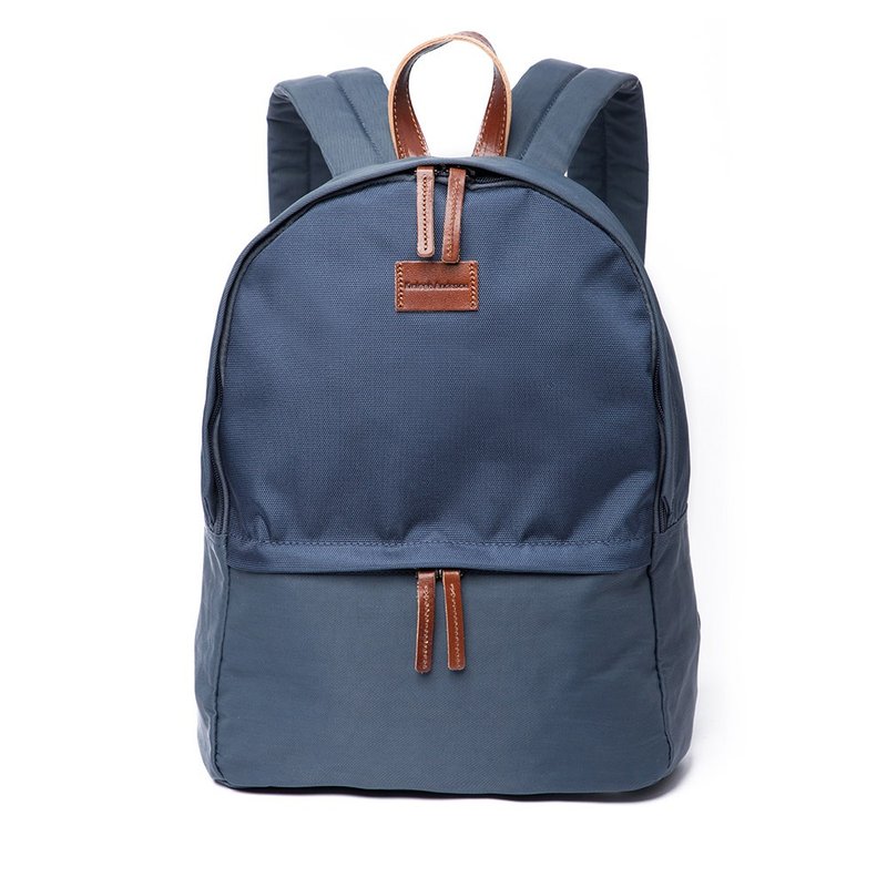 [Kim Anderson] Natural Trend Original Leather Label Arc Zipper Backpack - Blue - กระเป๋าเป้สะพายหลัง - ไนลอน สีน้ำเงิน