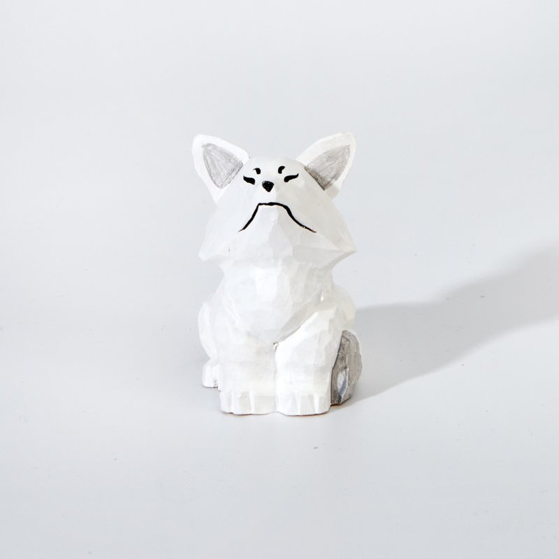 Fofulu 仰望天空的北極狐木雕 - 擺飾/家飾品 - 木頭 白色