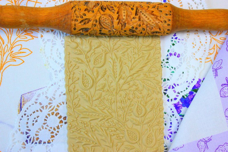 cookie rolling pin,cookie stamp, carved wooden rolling pin,embossing roller, - 廚房家電 - 木頭 咖啡色