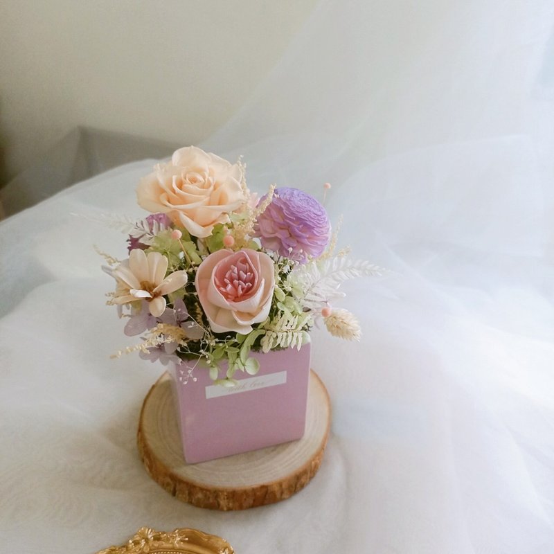 Peach and Purple Pot Preserved Rose Dry Flower / Preserved Flower / Opening Ceremony / Birthday Gift - Dried Flowers & Bouquets - Plants & Flowers Purple