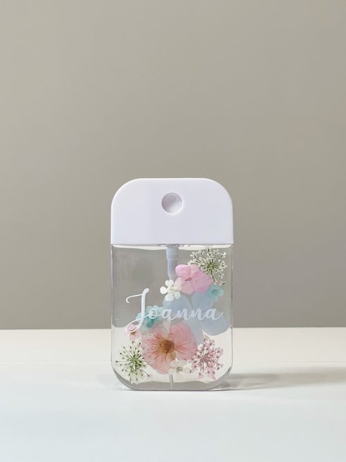 扎物房 【DIY押花噴霧瓶-粉藍紅】自訂名字 客製化 消毒瓶 防疫用品