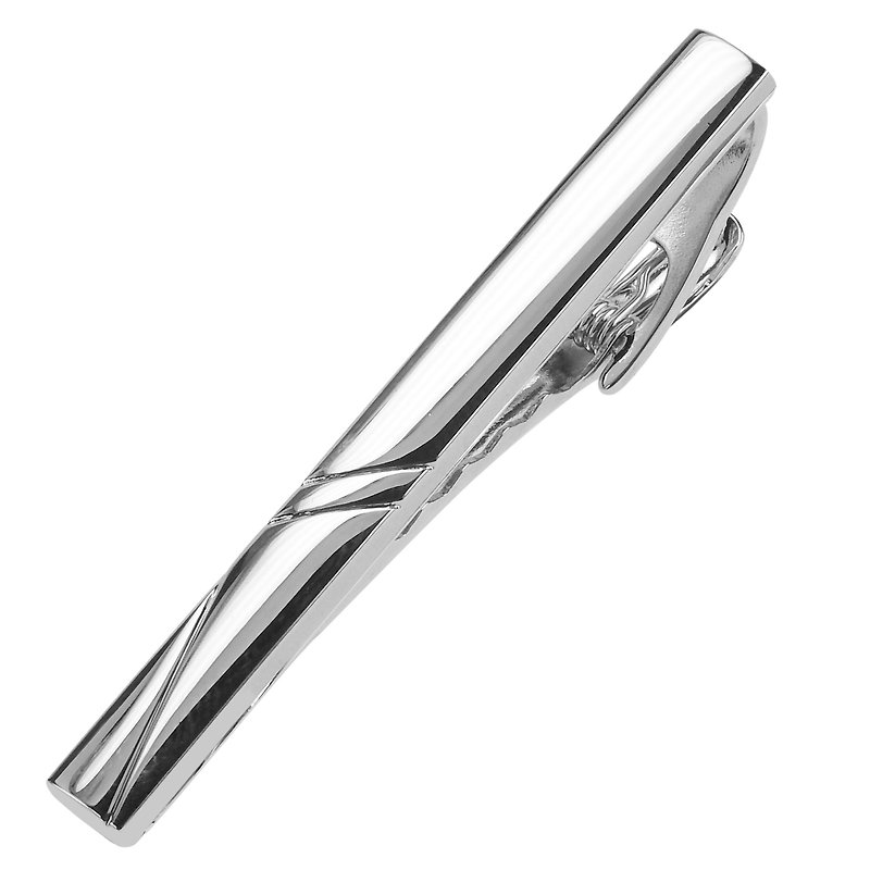 50mm Silver Engraved Pattern Tie Clips - Ties & Tie Clips - Other Metals Silver