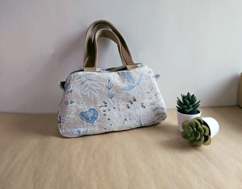 Small blue plant patchwork bag - Handbags & Totes - Cotton & Hemp Blue