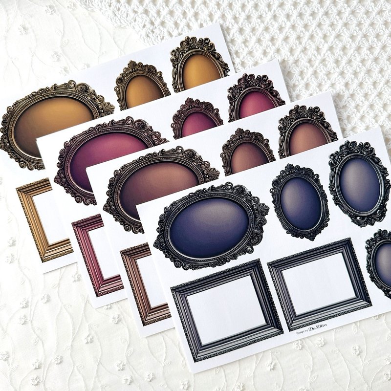 A676 Gold+A676 Red+A676 Brown+A676 Black - Frame Set - 貼紙 - 紙 