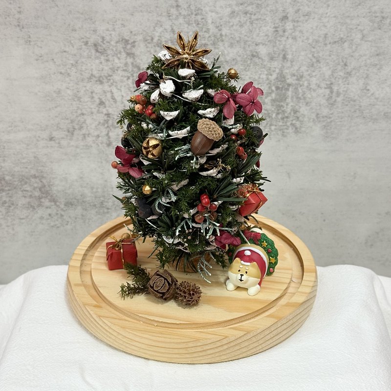 Glass shade pine cone Christmas tree with light string Christmas gift handmade - ช่อดอกไม้แห้ง - พืช/ดอกไม้ หลากหลายสี