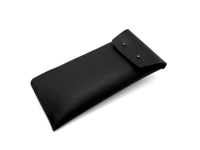 Leather Pencil Bag (13 colors/engraving service) - Pencil Cases - Genuine Leather Black