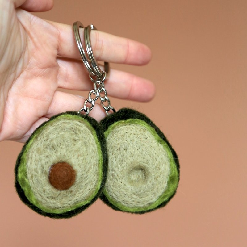 Wool Felt Fruit and Vegetable Keychain│Avocado [Valentine’s Day Gift] - Keychains - Wool Green