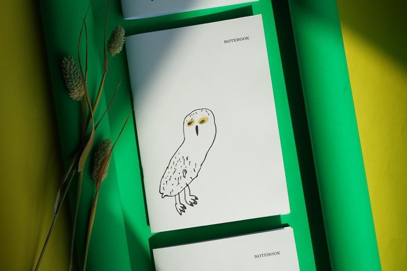 childlike illustration snow owl notebook - Notebooks & Journals - Paper White