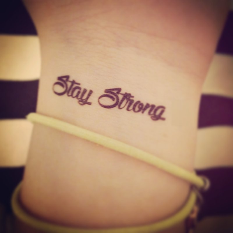 Stay Strong Quote Temporary Fake Tattoo Sticker (Set of 2) - OhMyTat - Temporary Tattoos - Paper Black