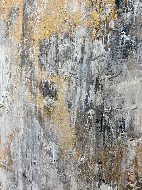 抽象アクリル画 金箔アート 体験・アクティビティ】金箔の絵画の質感の絵画の抽象画 - もう