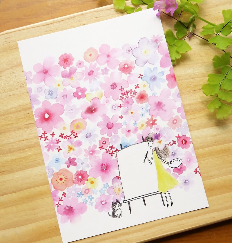 Bright flowers postcard - การ์ด/โปสการ์ด - กระดาษ สึชมพู