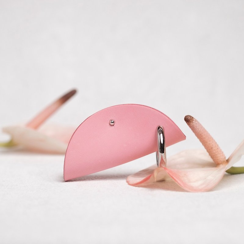 MOON - Key Case / Coral Pink - 鑰匙圈/鎖匙扣 - 真皮 粉紅色