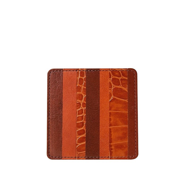 Striped square coaster - Coasters - Genuine Leather Brown