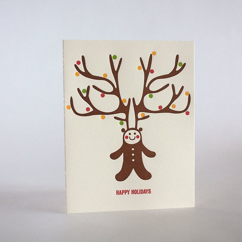 Christmas / Christmas Card Fugu letterpress printing - small elk coffee - Cards & Postcards - Paper Brown