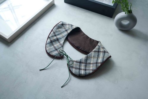 Papas Bow Tie 手作-手做雙面用彼得潘綁帶領片-卡布奇諾-咖啡棕格紋毛料