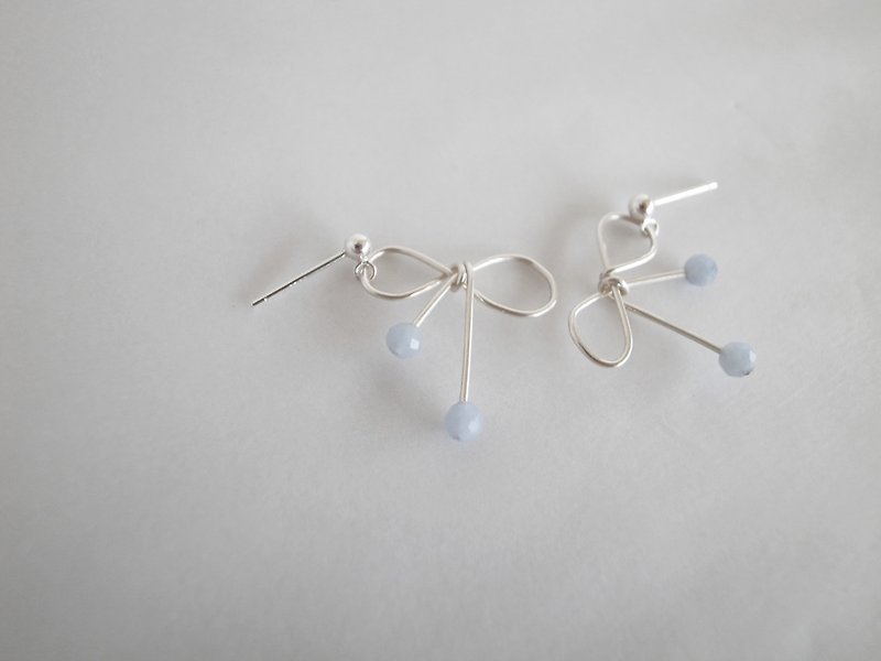 [Earrings] 925 Sterling Silver Blue Angel Ruby Bow Clip-on Earrings Valentine's Day Gift - Earrings & Clip-ons - Sterling Silver Silver
