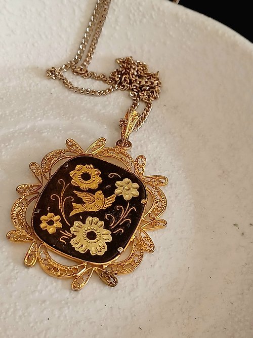 老時光製造所 vintage jewelry 西班牙 大馬士革鑲嵌工藝 花鳥項鍊