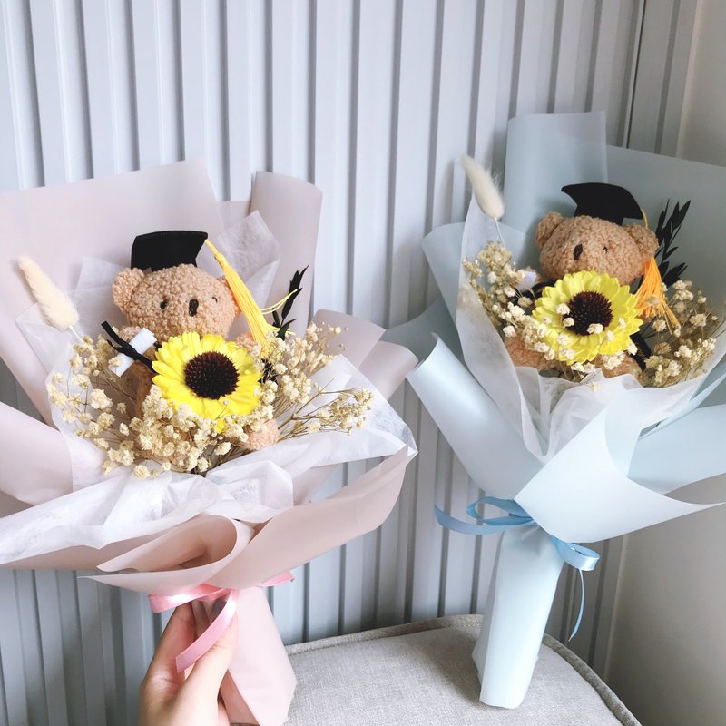畢業花束-向日葵大型熊熊花束。乾燥花束。向日葵花束。生日花束 - 乾燥花/永生花 - 植物．花 