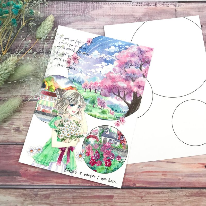 Paper tape collage story card (including six styles) - การ์ด/โปสการ์ด - กระดาษ ขาว