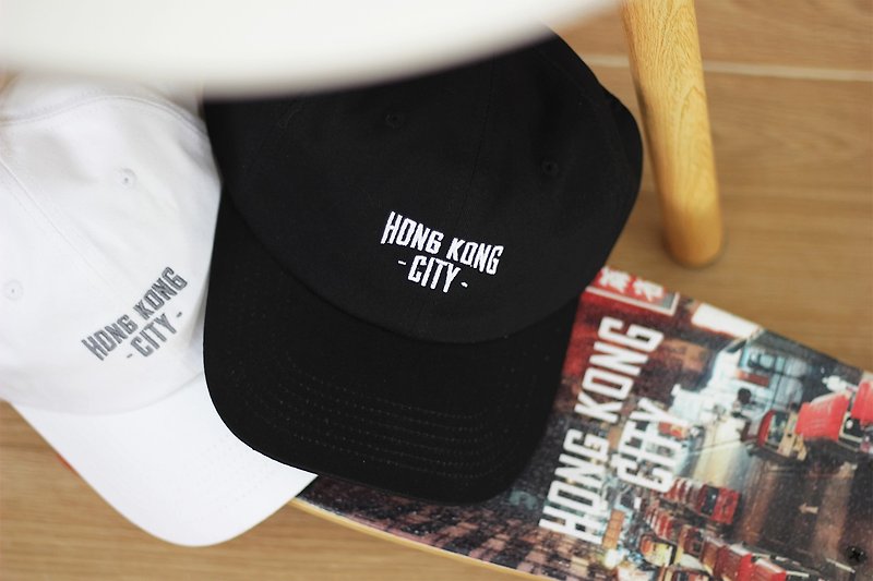 Hong Kong brand Hong Kong City baseball cap Dad Caps old hat - หมวก - ผ้าฝ้าย/ผ้าลินิน สีดำ