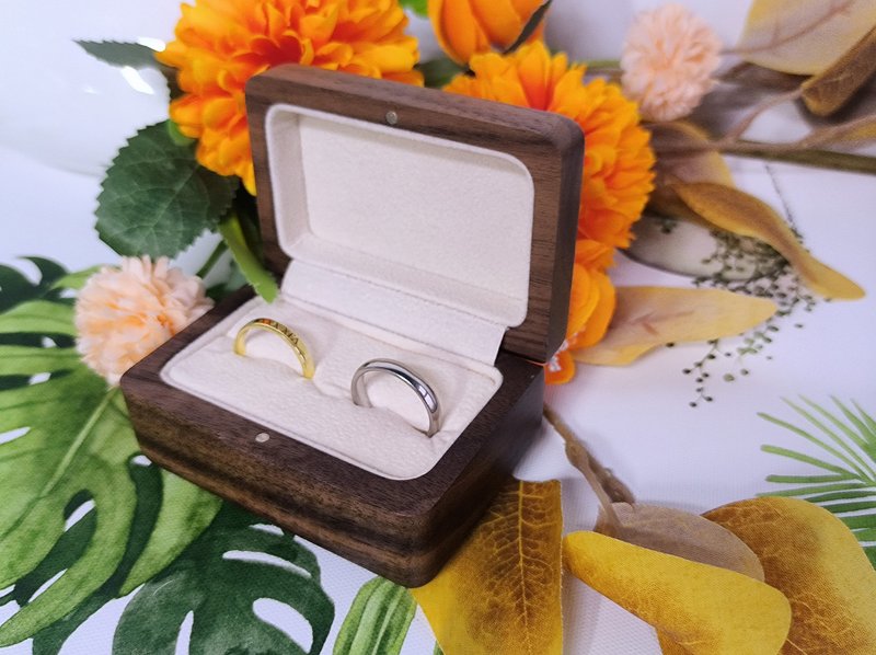 Walnut Ring Box, Personalized Wedding Ring Box, Exquisite Velvet Ring Box - ของวางตกแต่ง - ไม้ 