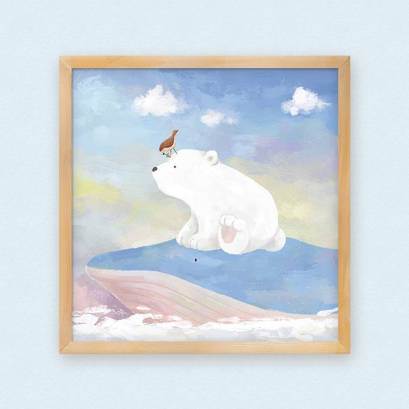 Illustration Art Poster | The baby bear's voyage - โปสเตอร์ - กระดาษ สีน้ำเงิน