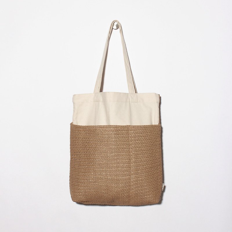 Five bags particularly good canvas bag rattan style - กระเป๋าแมสเซนเจอร์ - ผ้าฝ้าย/ผ้าลินิน สีนำ้ตาล