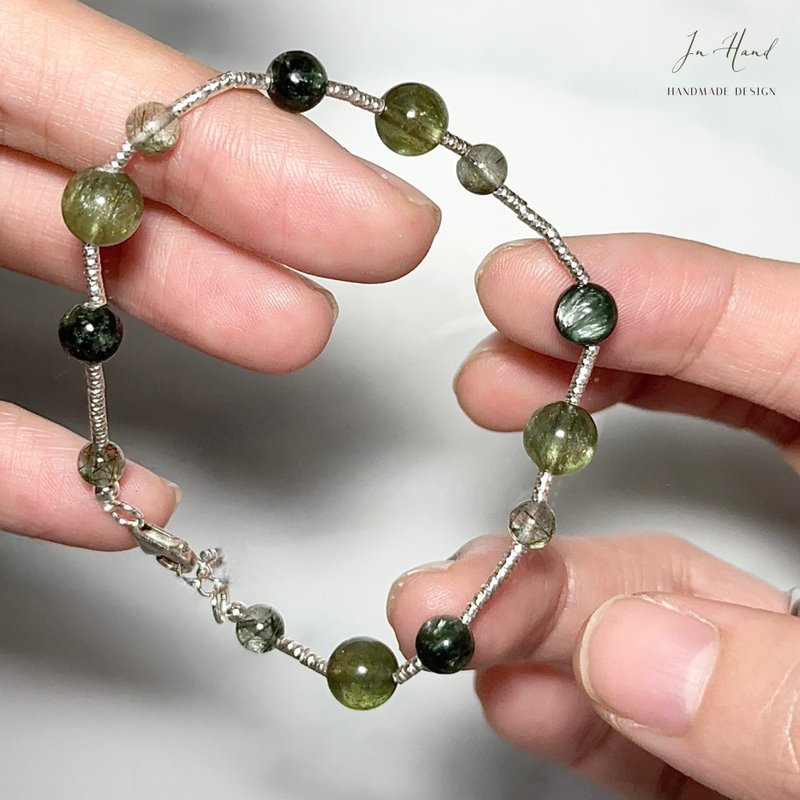 Green Piano - Green Dragon Crystal. Green Hair Crystal. Stone- Sterling Silver Design - Bracelets - Silver Green