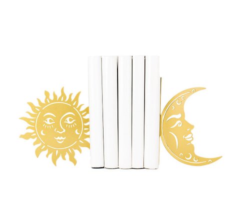 Design Atelier Article Golden Metal bookends Sun and Moon // FREE SHIPPING WORLDWIDE //