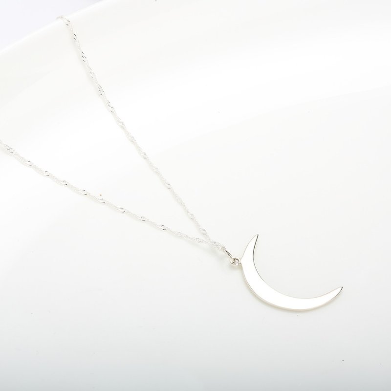 Moonlight Moon (Large) s925 sterling silver necklace Valentine's Day gift - Necklaces - Sterling Silver Silver