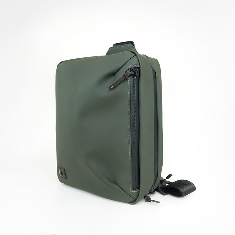 Urban chest and waist bag (dark green) - กระเป๋าแมสเซนเจอร์ - วัสดุกันนำ้ สีเขียว