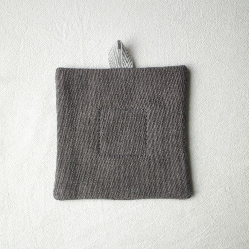 方塊杯墊 / 中灰 - 杯墊 - 棉．麻 灰色