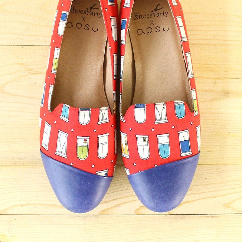 Spot No. 23.5] oblique stitching on Oubei La Loft / handmade custom / Japan fabric - รองเท้าลำลองผู้หญิง - วัสดุอื่นๆ 