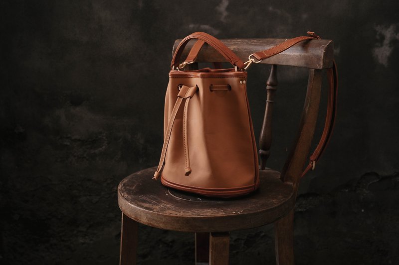 [New Series] bucket bag - Messenger Bags & Sling Bags - Genuine Leather Orange