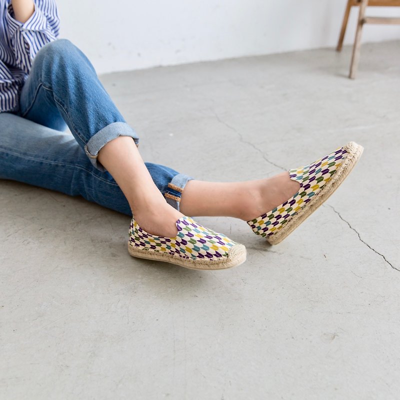 Japanese fabric handmade straw shoes-Japanese style arrow out of print products - Women's Casual Shoes - Cotton & Hemp Multicolor