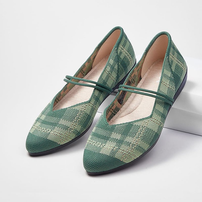 Clueless Flats Green Plaid - Mary Jane Shoes & Ballet Shoes - Polyester Green