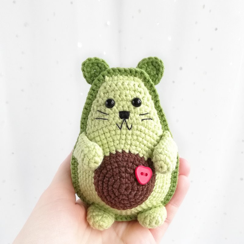 Handmade avocado-cat with heart. - Stuffed Dolls & Figurines - Cotton & Hemp 